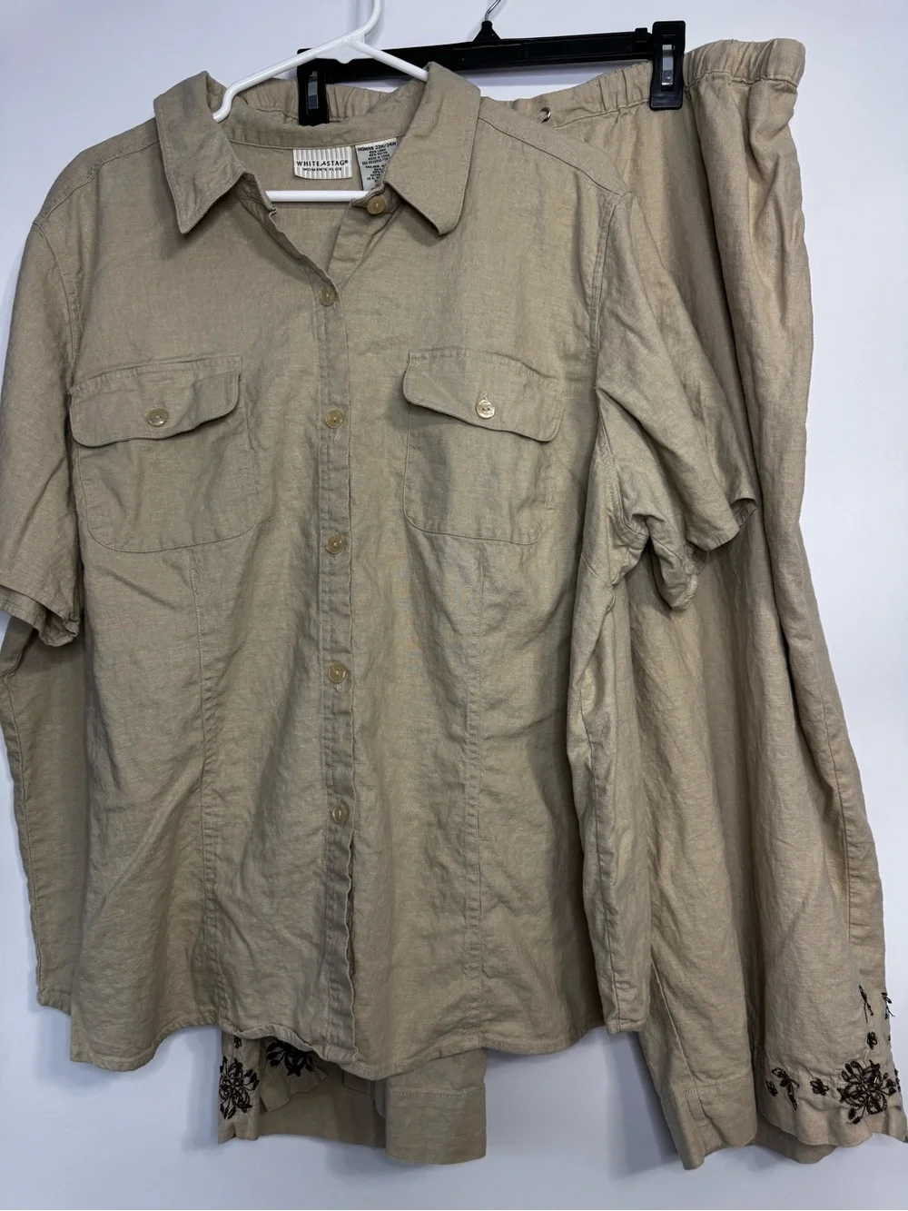 Light Tan Button-Up Shirt and Matching Pant Set